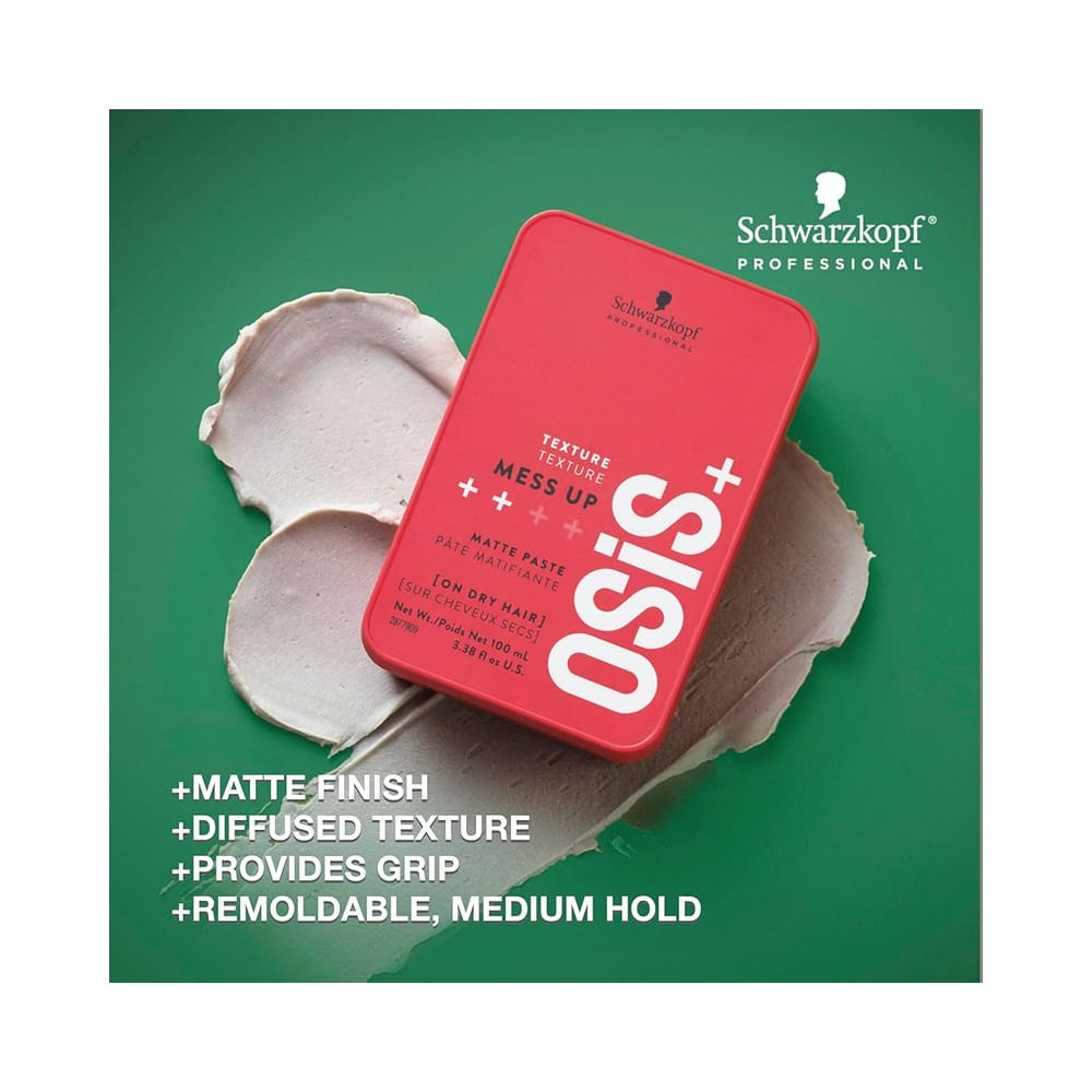 Cera Schwarzkopf Osis+ Mess Up 100ml com destaque para acabamento matte e fixação média
